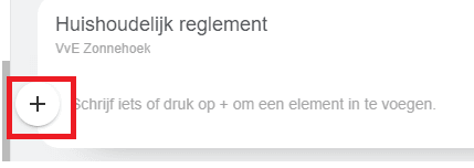 Plus knop voor het toevoegen van elementen