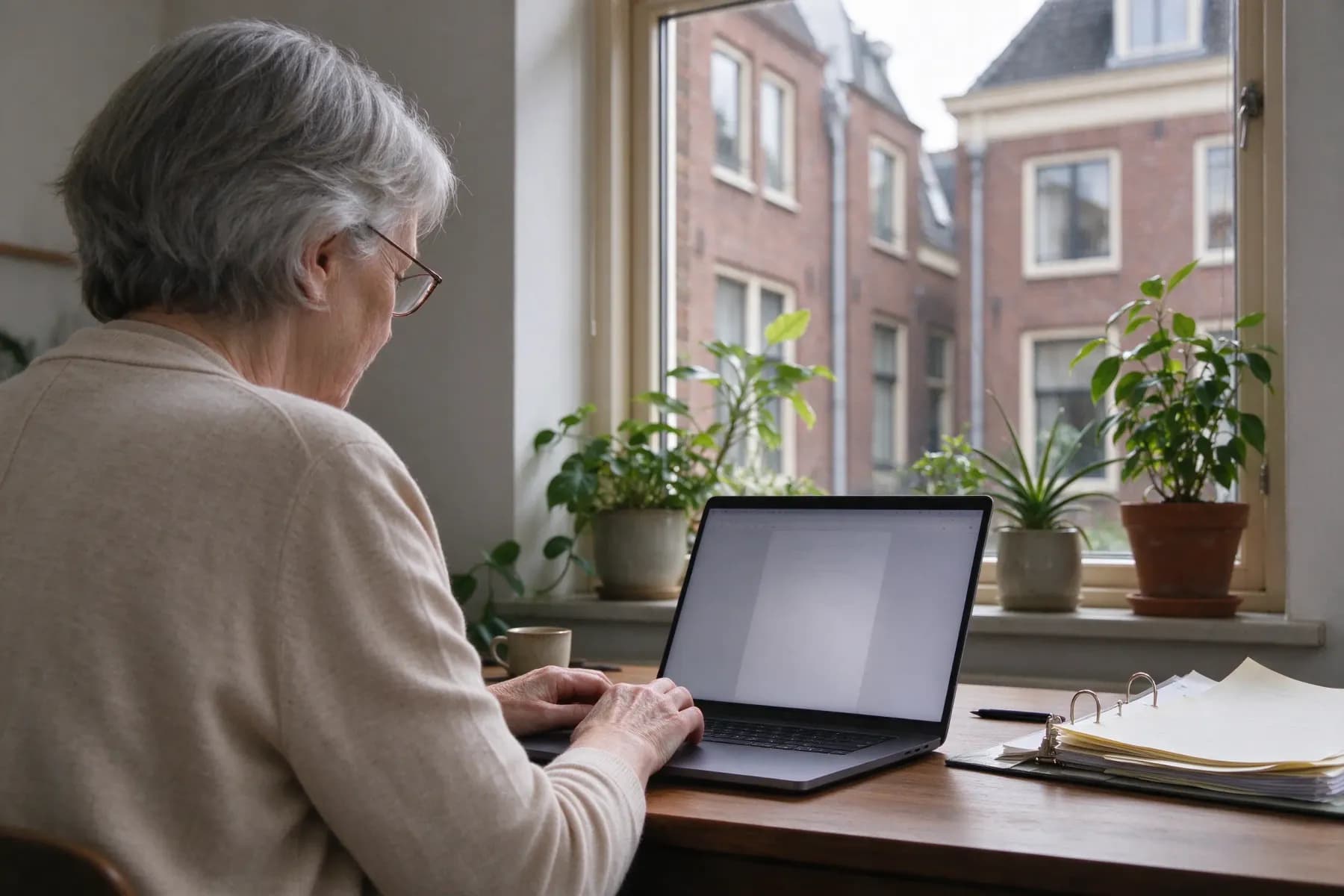 Bestuurslid regelt de VvE-administratie op de laptop