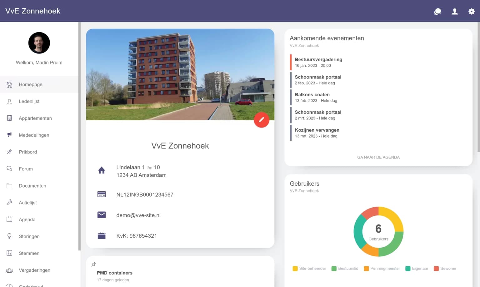 VvE Software Web Applicatie Interface
