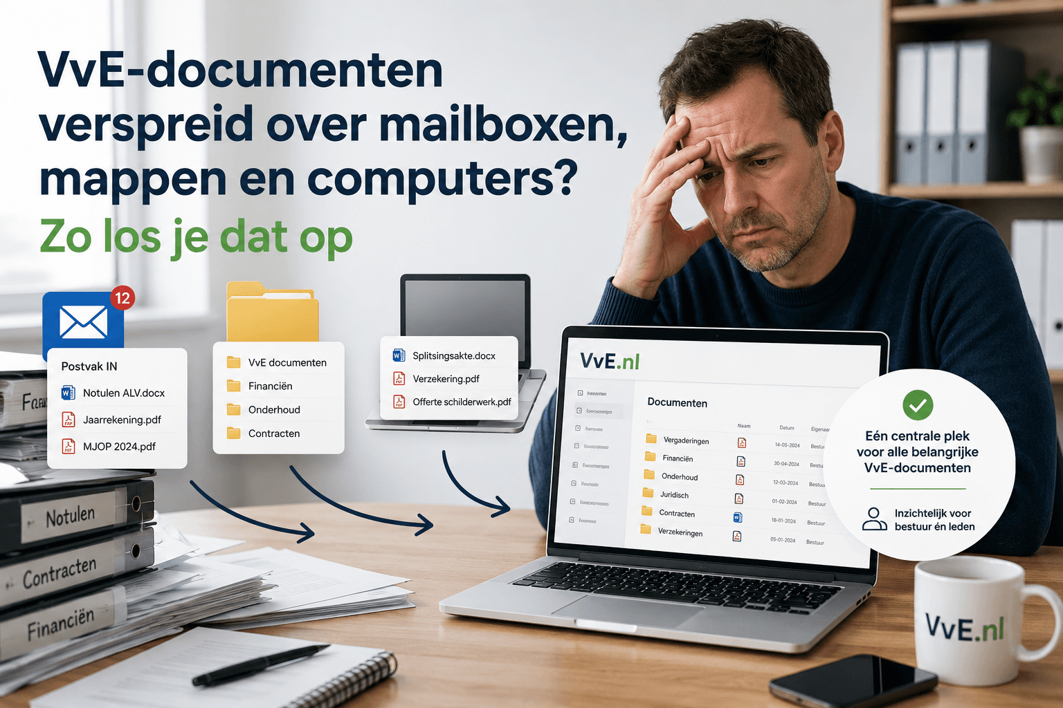 VvE-documenten verspreid over mailboxen, mappen en computers? Zo los je dat op