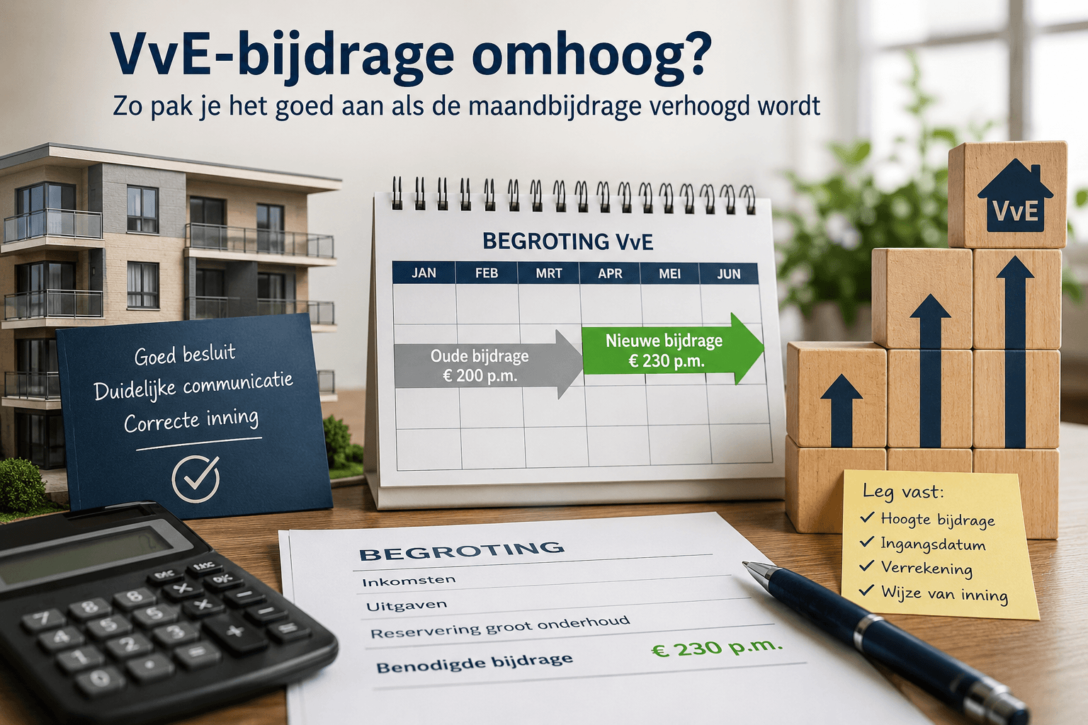 De VvE-bijdrage gaat omhoog: vanaf wanneer laat je eigenaren meer betalen?